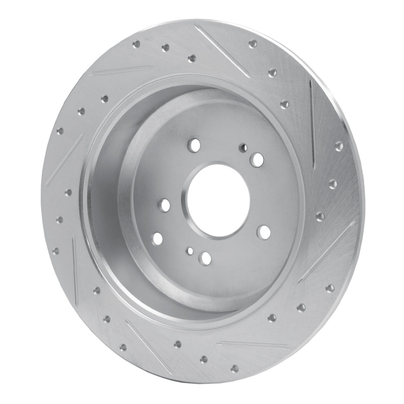Hyundai Veracruz Brake Rotor (1) - Rear Left - R1 Concepts - Drilled & Slotted - Silver - `07-`12